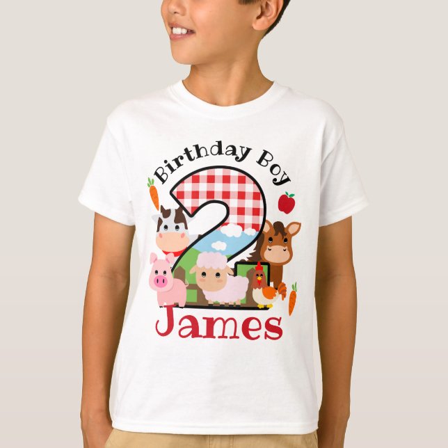 T-shirt Animaux de ferme 2e anniversaire| Anniversaire de  (Devant)
