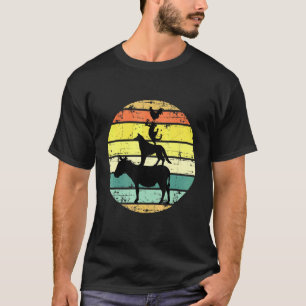 T-shirt Animaux de ferme empilés rétro Couleurs de coucher