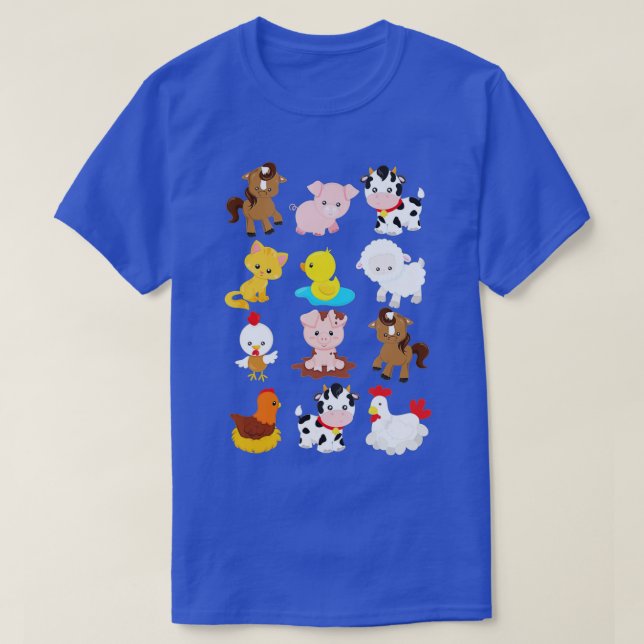 T-shirt Animaux de ferme pour filles de garçon à épaulette (Design devant)