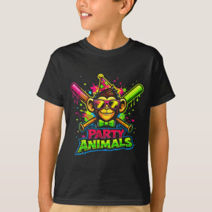 T-shirt Animaux de fête Baseball Drip Singe Drôle Enfants