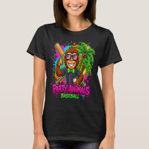 T-shirt Animaux de fête Baseball Singe Drôle