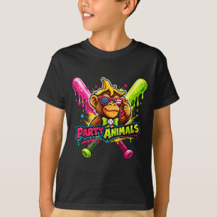 T-shirt Animaux de fête Baseball Singe Drôle Slime Vibrant