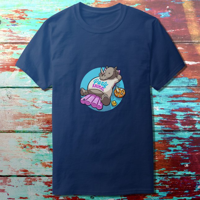 T-shirt Animaux de fête Drôle Rhino Piscine Dessin (Créateur téléchargé)