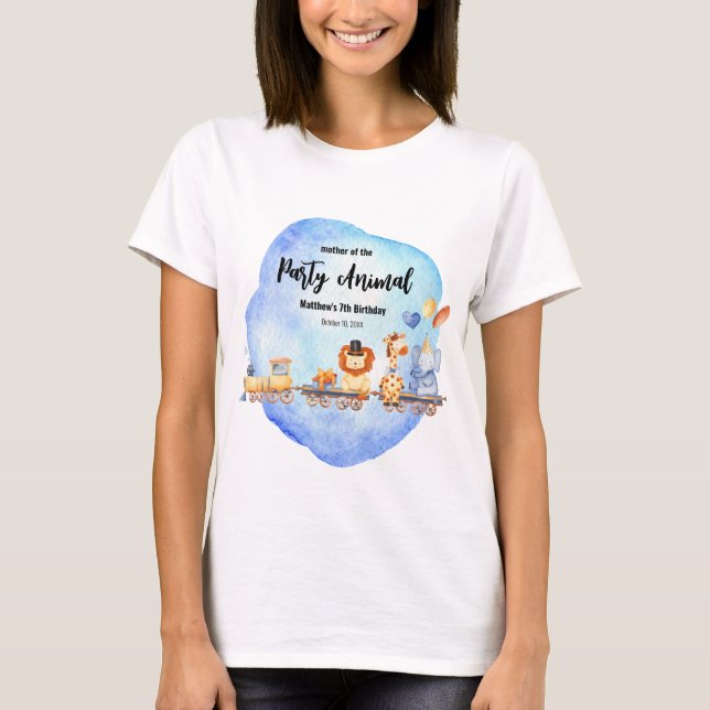 T-shirt Animaux de fête en train Kid Jungle Anniversaire m (Devant)