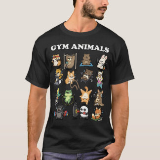T-shirt Animaux de gym mignons exercice drôle fitness zoo