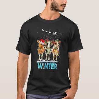 T-shirt Animaux de la ferme de Noël Vaches Chapeau de Père