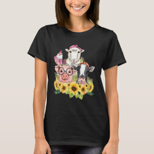 T-shirt Animaux de la ferme de tournesol Poule Mouton Vach