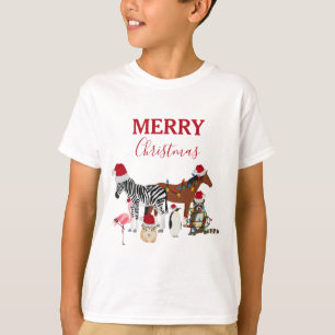 T-shirt Animaux de Noël mignons et amusants Chapeaux de No