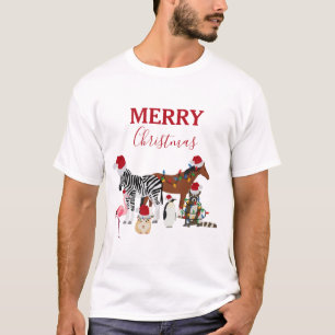 T-shirt Animaux de Noël mignons et amusants Chapeaux de No