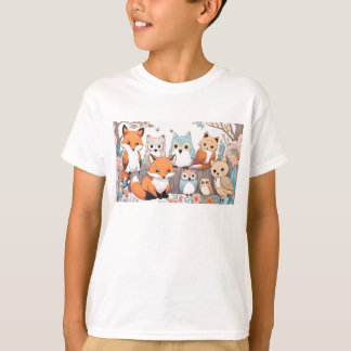 T-shirt Animaux forestiers - renard et hibou