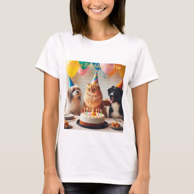 T-shirt Animaux Joyeux Anniversaire (Devant)
