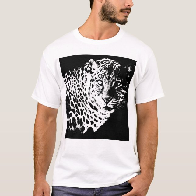 T-shirt Animaux Leopard Head Pop Art Modèle Moderne Mens (Devant)