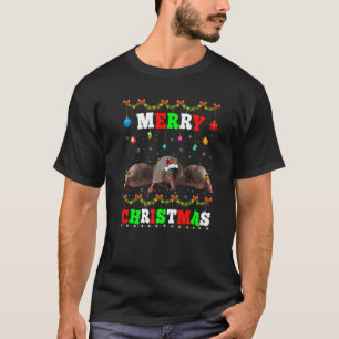 T-shirt Animaux Lumières Joyeux Noël Père Noël Armadillo