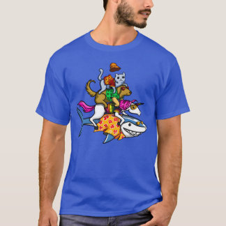 T-shirt Animaux montant le garçon requin