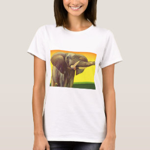 T-shirt Animaux sauvages vintages, éléphant africain au co