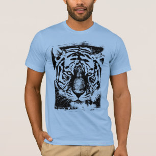 T-shirt Animaux Tiger Mens Manches courtes Moderne Bleu bé