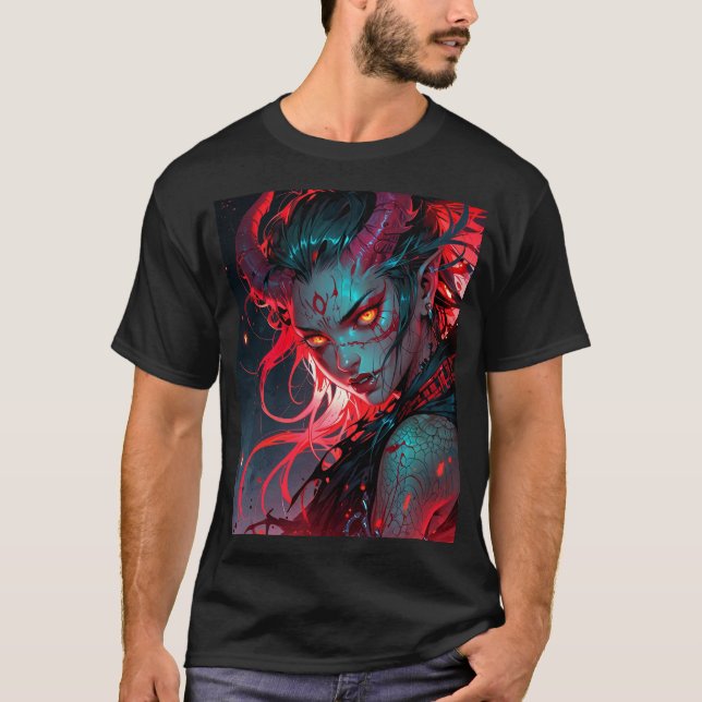 T-shirt Anime à cornes rouges fille (Devant)