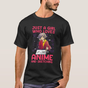 T-shirt Anime Art For Women Ado Girl Anime Merch Sketch A