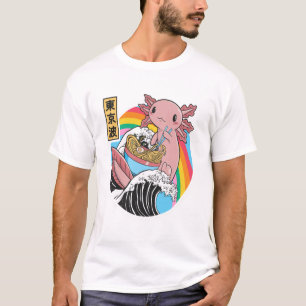 T-shirt Anime Axolotl Waifu Who Love Anime Ramen And Sketc