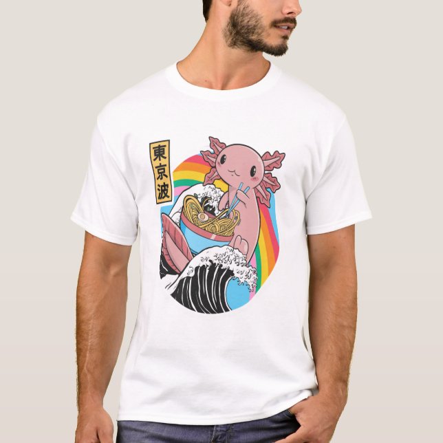 T-shirt Anime Axolotl Waifu Who Love Anime Ramen And Sketc (Devant)
