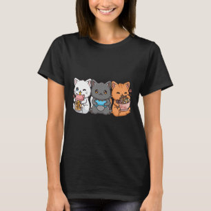 T-shirt Anime Bo Thé Buble Thé Jeu Gamer Ramen Cat