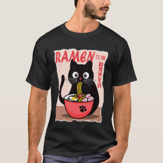 T-shirt Anime Cat Ramen Instant Noodles Funny Japanese Cat