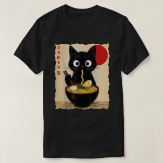 T-shirt Anime Cat Ramen Japanese Funny Cat Graphic