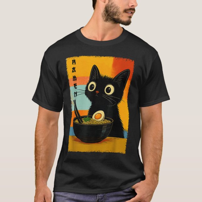 T-shirt Anime Chat Ramen Japonais Kawaii Chat Anime (Devant)