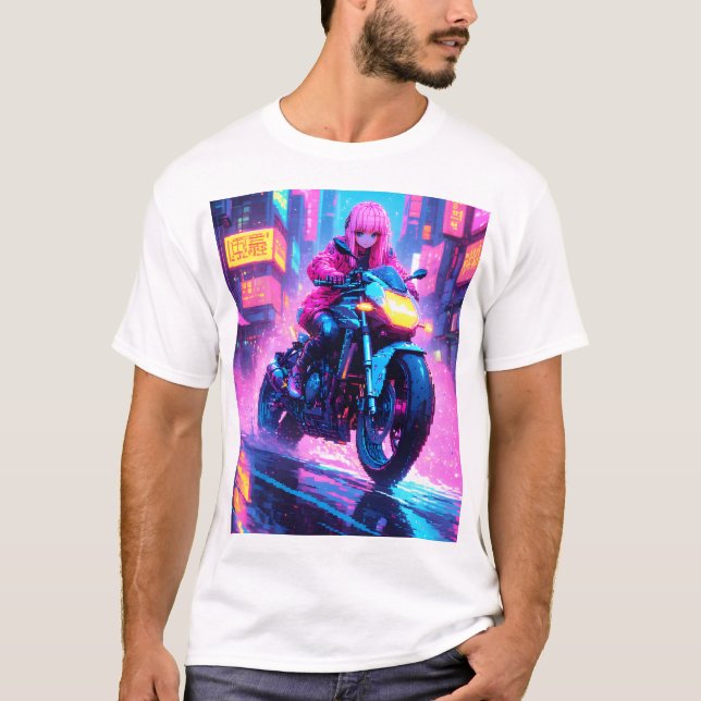 T-shirt Anime Cyber Punk Themed Graphic Shirt (Devant)