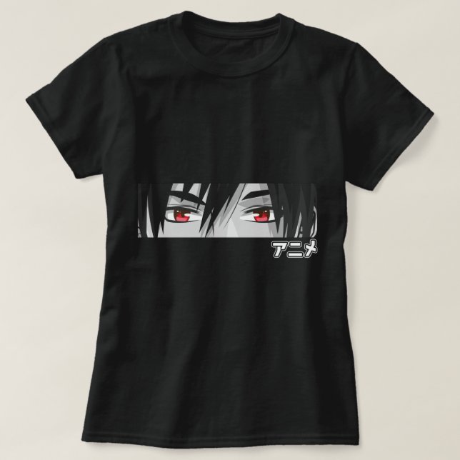 T-shirt Anime en caractères japonais Kawaii Yeux visage Ti (Design devant)