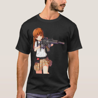 T-shirt Anime fille avec cool de conception de pistolet