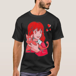 T-shirt Anime Fille Chat Valentines Jour Cute Kitten Kitty