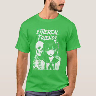 T-shirt Anime fille horreur squelette éthérée ami vintage