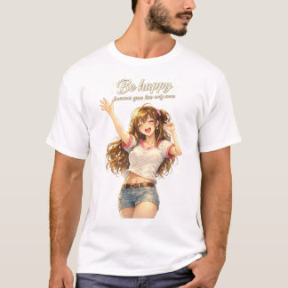 T-Shirt Anime Fille Mignonne "Soyez Heureux"