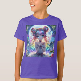 T-shirt Anime Girl Arc-en-ciel Chanter Lune Fée