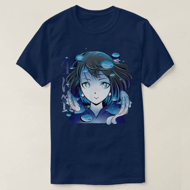 T-shirt Anime Girl  Carp Koi Fishes  Japanese Alt Aestheti (Design devant)