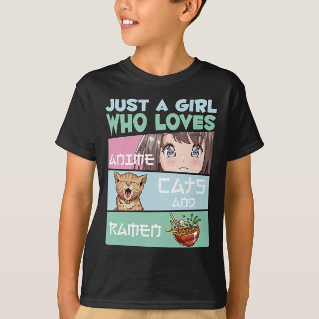 T-shirt Anime Girl Chat et Ramen accros aux nouilles japon (Devant)
