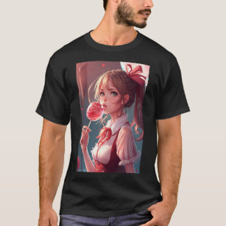 T-shirt Anime Girl Cute Hottie Eating Lollipop Sexy Shirt