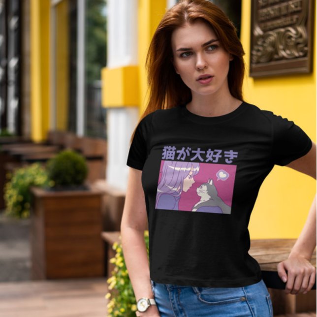 T-shirt Anime Girl Et Chat (Créateur téléchargé)