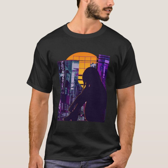 T-shirt Anime Girl Otaku Vaporwave Esthétique Triste Anime (Devant)