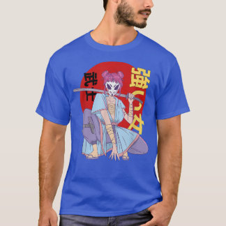 T-shirt Anime Girl Samurai Masque japonais Art esthétique 