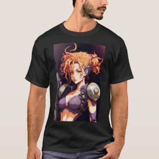 T-shirt Anime Girl Sexy Space Warrior Soldier Orange Hair