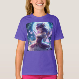 T-shirt Anime Girl Violet Papillon Aile Lune Fée