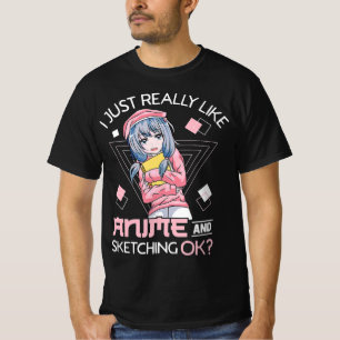T-shirt Anime Girl Waifu Who Loves Anime Ramen And Sketchi