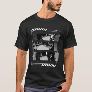 T-shirt Anime Girls yeux doux Grunge esthétique Japonaise 