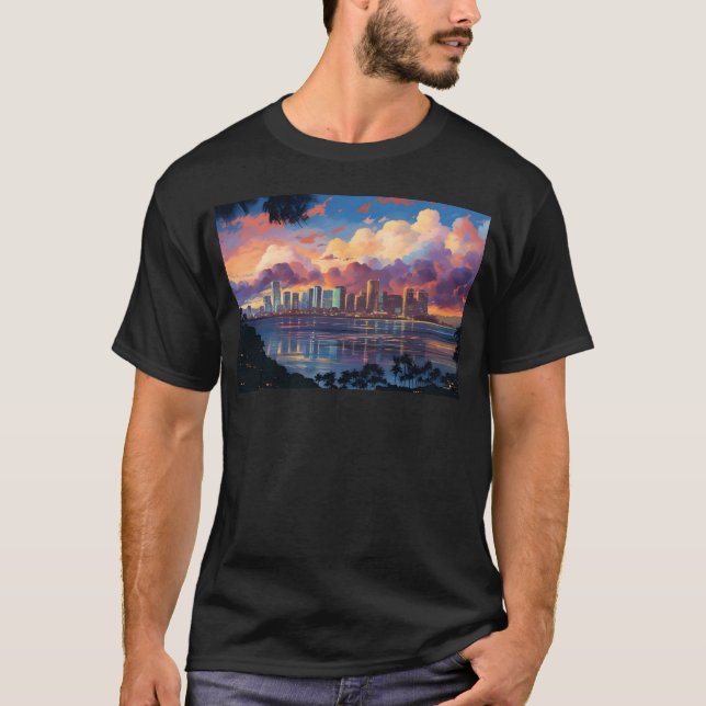 T-shirt Anime Honolulu A Vibrant Anime Inspired Skyline gi (Devant)