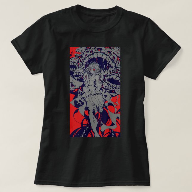 T-shirt Anime Horreur esthétique Scary Déplaisante fille j (Design devant)