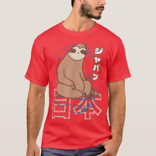 T-shirt Anime Japan Retro Grunge Otaku Kanji Sloth