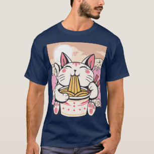 T-shirt Anime Japonais Ramen Cat Kawaii Cute Coréen Manga 