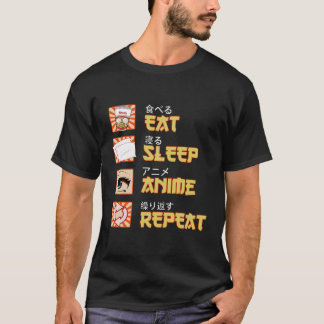 T-shirt Anime Japonaise Manga Mange Sommeil Anime Répéter